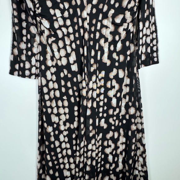 NWOT‎ Maggy London Mesh Printed Long Sleeved Fit Flare ALine Midi Dress Sz 8 - Picture 7 of 14